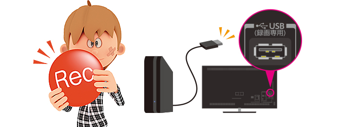 「長時間録画対応ハードディスク（別売）対応（USBハードディスク録画）」イメージ