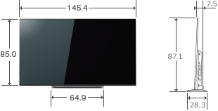 「65V型M520Xの寸法図」 イメージ