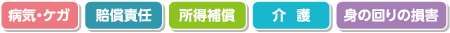 病気・ケガ 賠償責任 所得補償 介護 身の回りの損害